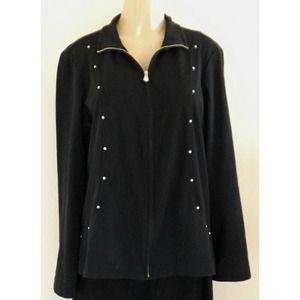 Hot Cotton Zip Up Black Studded Jacket Size XL